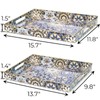 Hiceeden Set of 2 Decorative Serving Trays with Handles, Boho