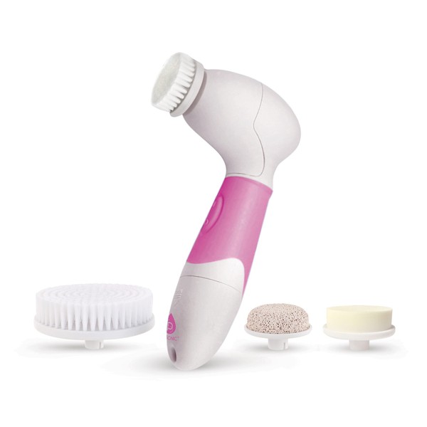 Pursonic Pursonic Advanced Facial and Body Cleansing Brush for Removing Makeup & Exfoliating Dead Skin - Includes 4 Multifunction Brush Heads: Facial, Body, Pumice Stone and Sponge (pink), 1 count