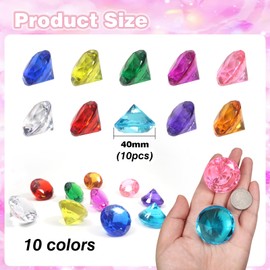 TOAOB 10pcs 10 Colors Table Scatter Crystals Acrylic Diamonds Rhinestones 40mm for Table Decorations Wedding Decoration Bridal Shower Decoration