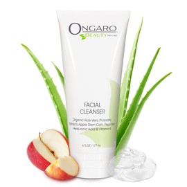 Ongaro Beauty Hydrating Face Cleanser, Gentle Facial Cleanser with Organic Aloe Vera for Normal, Oily, Sensitive and Dry Skin, Facial Wash with Hyaluronic Acid and Vitamin E, 6 fl oz
