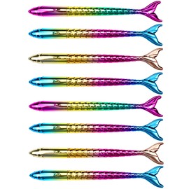 KiKiHong Pack of 8 Mermaid Ballpoint Pens Fishtail Pen Mermaid Pen Gift for School Office Supplies, Writing, Decorating, Office School Kids Gift Stationery