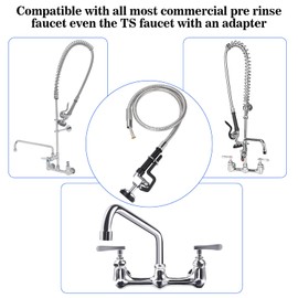 KWODE Spray Valve with Pre-rinse Hose, 38" Flexible Stainless Steel Hose with High Pressure Pre Rinse Spray Nozzle Sprayer Head Assembly Kit for Commercial Restaurant Industrial Kitchen Sink Faucet