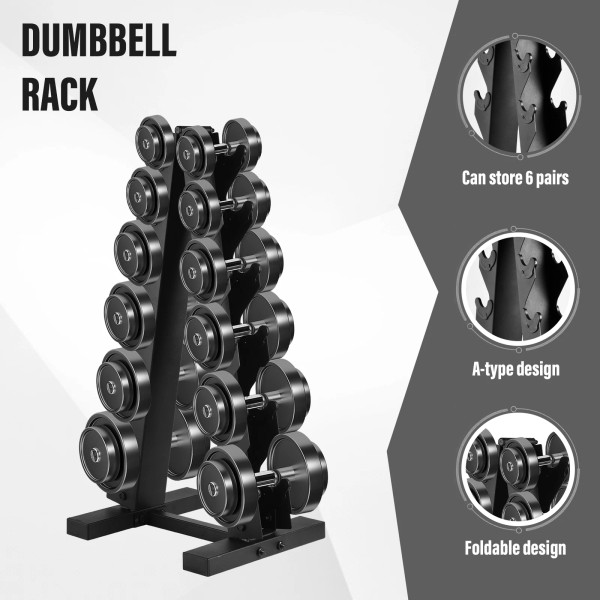 Wakfran 6 Tier Dumbbell Rack A-Frame Barbell Storage Stand For