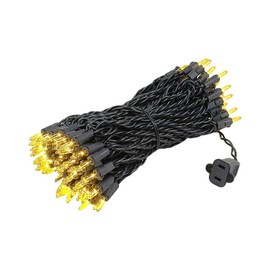 Novelty Lights 100 Light Yellow Christmas Mini String Light Set, Black Wire, Indoor/Outdoor UL Listed, 50' Long