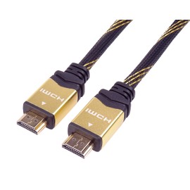 PremiumCord 4K High Speed HDMI 2.0b Cable M/M 18Gbps with Ethernet, Compatible with Video 4K @ 60Hz, Deep Colour, 3D, ARC, HDR, 3x Shielded, Gold-Plated Connectors, Black and Gold, 1 m