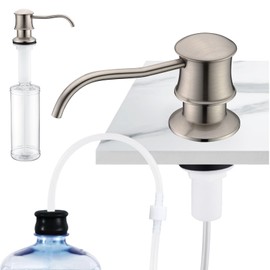 Delle Rosa Soap Dispenser,17OZ Liquid Soap Dispensers for Kitchen Sink, Brass Head Kitchen Sink Soap Dispenser Soap,Brushed Nickel Brass Pump with 47" Extension Tube kit, No Need to Fill