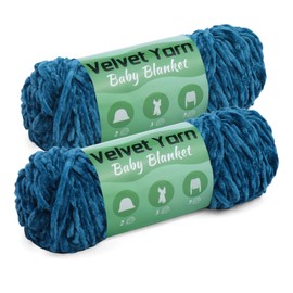 Velvet Dolphin Wool, 200g Chenille Wool, Blanket Yarn for Crochet, Weaving, Craft Yarn with 2 Crochet Hooks and Large Plastic Needle