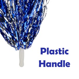 Hooshing 12PCS Pom Poms Cheerleading Blue and Silver Metallic Foil Cheer Pom Poms with Plastic Handles for Rooters Cheering Squard Team Spirit Sports