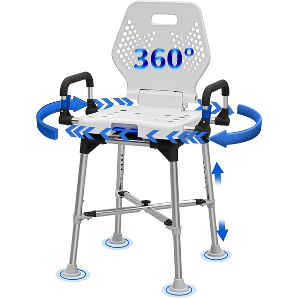 Swive Shower Chair with Arms and Back for Seniros Elderly