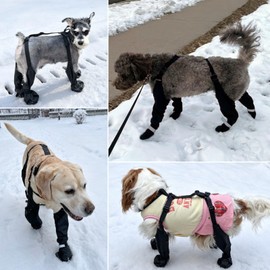 NAMSAN Large Dog Boots with Suspenders Stretchy, Paw Size 3.23" W x 3.70" L, Anti-Slip Dog Rain Booties for Large Dogs, Suspender Winter Warm Pet Shoes, Snow Dog Boots Outdoor Paw Protector, XL