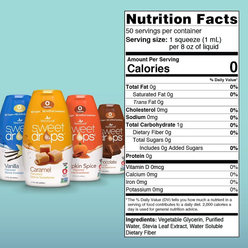 SweetLeaf Sweet Drops - Stevia Liquid Variety Pack, Chocolate, Caramel,