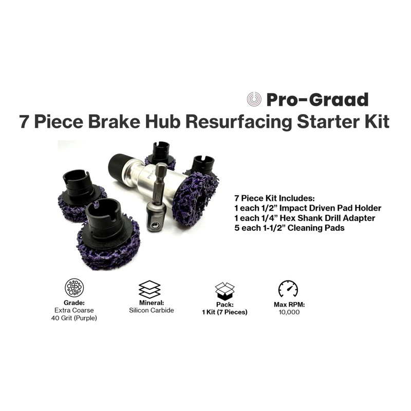 Pro-Graad 7 Piece 1-1/2” Brake Hub Cleaning Disc Kit, Impact