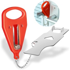 VIRIDI Home Security Door Lock, Portable Travel Doorlocks for Airbnb, Red Safety Device