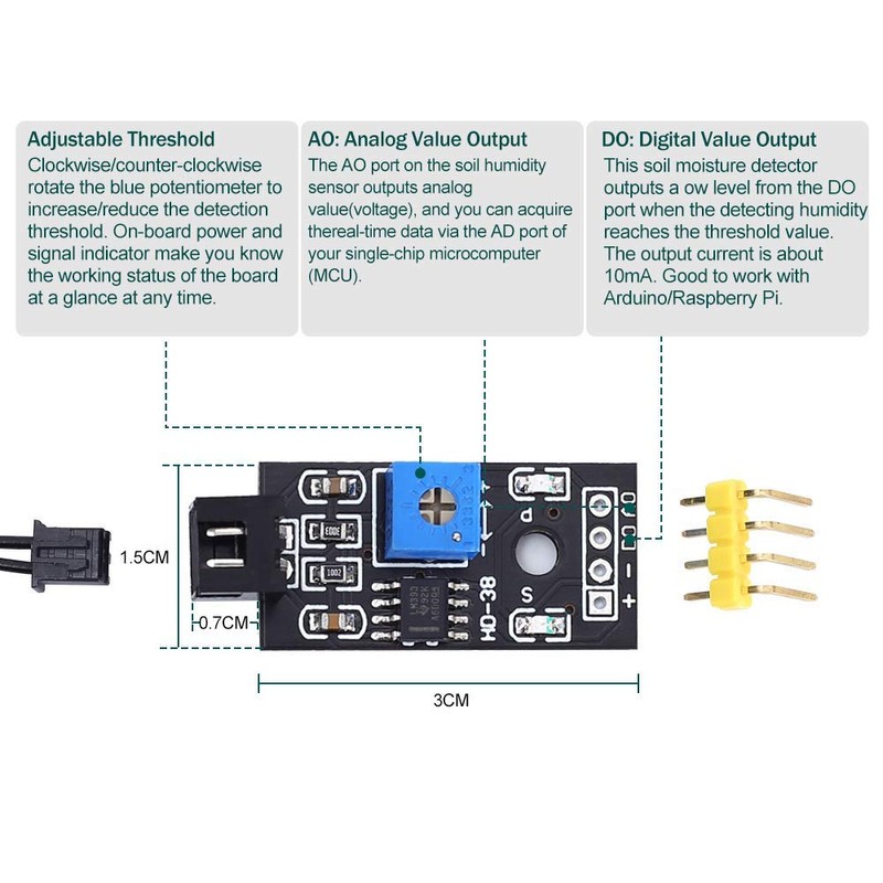 ARCELI Soil Moisture Sensor Module/Soil Moisture Detection Module/Anti-Corrosion Probe for
