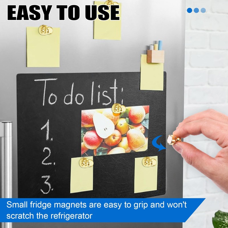 LOVIMAG Refrigerator Magnets, Fridge Magnets, Strong Whiteboard Magnets, Gold 16