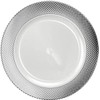 Lillian Collection Diamond Rim Plastic Charger Plates - 12", Silver,