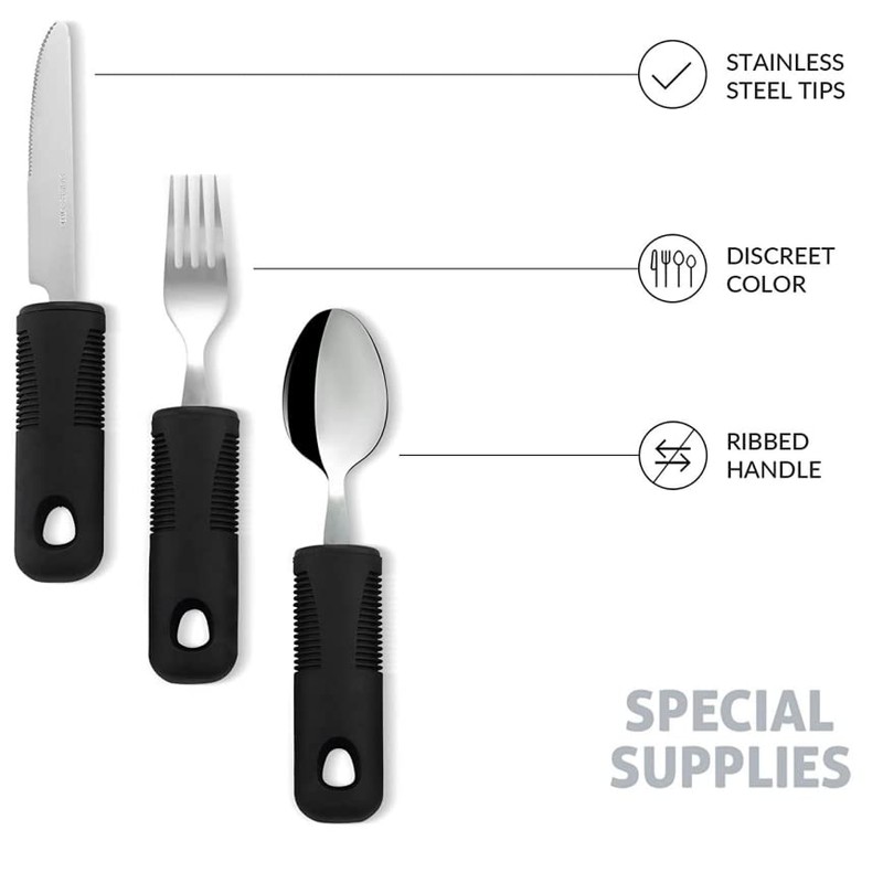 Weighted Extra Wide Handles Easy Grip Cutlery Set, Disability Ideal
