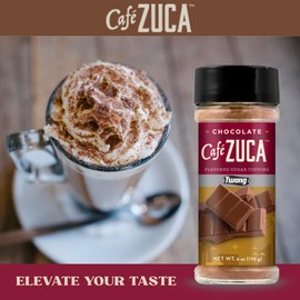 Café Zuca Hot Chocolate Topping Duo - Gourmet Chocolate Flavored Sugar (6oz) & Mini Marshmallows (2.6 oz Jar) - Premium Barista-Style Set for Coffee, Cocoa, Lattes & Desserts