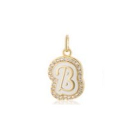 2 Pairs Trendy Sparkling Cross Gold Layered Necklace for Women Street Style Flat Initial Pendant & Colorful Cross Charm Jewelry:_Letter B