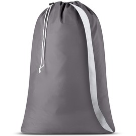 Handy Laundry Shoulder Strap Bag - Drawstring Locking Closure, Durable Nylon Material, Large Capacity, Heavy Duty Stitching, Perfect for Laundromat or College Dorm. (Grey | 30" x 40")