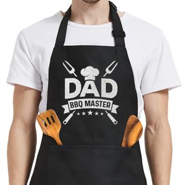 SANDJEST Mens Aprons with Pockets Dad BBQ Master Funny Aprons for Grilling Cooking Gifts for Father's Day Birthday Christmas