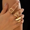 LOOKLITE Chunky Gold Silver Rings Set for Women,Unique Irregular Stacking