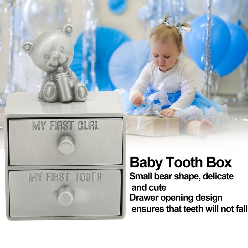 Tooth Box Metal Cute BearShape Storage Case with 2 Drawers