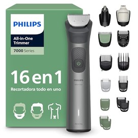Philips Multigroom Serie 7000 Recortadora 16 en 1 para hombre Con cuchilla para barba, recortador de vello para nariz y orejas, recortadora corporal, peine ajustable para barba y cabello, y peine de precisión premium 16 piezas MG7931/30