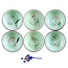 ZHAMS Hand Painted Kungfu Teacup,Chinese Long-Quan Celadon Teacup,Fishes and Lotus