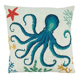 SARO LIFESTYLE Octopus Design Throw Pillow with Down Filling, Multi, 20"