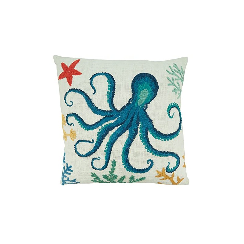 SARO LIFESTYLE Octopus Design Throw Pillow with Down Filling, Multi,