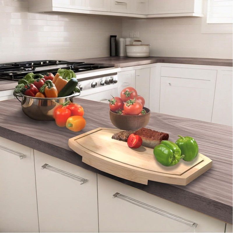 ZYWEICH Kitchen counter Bamboo Wood Corner Cutting Board, Space Saving
