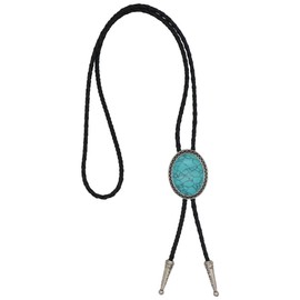 KeCol Fashion Western Native American Handmade Bola tie Vintage Emerald Stone Bolo Tie (Turquoise)