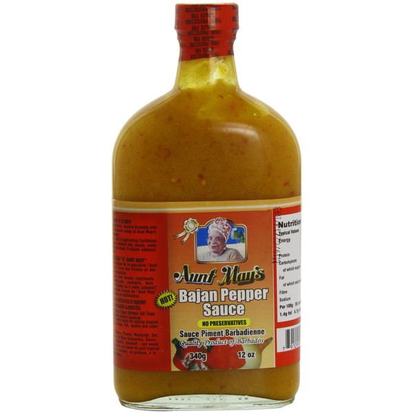 Aunt May's Hot Bajan Pepper Sauce 12 Oz