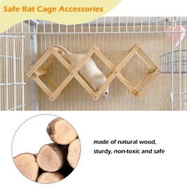 Jevnd Wooden Rat Climbing Toys, Natural Pet Rat Cage Accessories Climbing Ladder, Fancy Rats Enrichment Toys Activities, Hanging Rat Toys for Pet Rats in Cage Playing Chewing (S, 1pc)