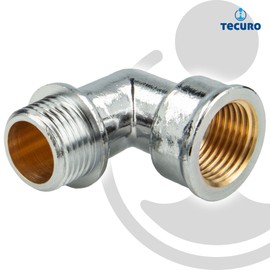 tecuro Angle 90° Internal Thread Rp x Male Thread G 1 Inch (DN 25) Shiny Chrome-Plated Brass