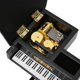 Wooden Music Box Piano Style Gold Plated Movement Easy Operation Clockwork Music Box for Home Car Office Tabletop