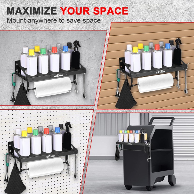 SKYJDM 10 Aerosol Spray Can Holder with Paper Towel Holder