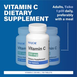 MAJOR Vitamin-C 250 mg Ascorbic Acid Tablets, 100 CT - Pack of 2