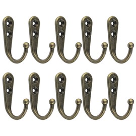 BLOOPIC Antique Style Wall Hanging Hooks Hooks Hardware Set of 10 Zinc Alloy Wall Hooks for Kitchen Bedroom Living Room (Bronze)