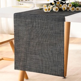 LRartdeco Black Table Runner, Modern, Table Runner, Washable, Heat-Insulated PVC, Table Runners Table Decoration, for Indoor and Outdoor Table Decoration, 30 x 180 cm