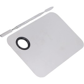 Generic Paleta de Mezcla de Maquillaje Cosmético Profesional de Acero Inoxidable con Espátula para Mezclar Colores, Adecuada para Maquilladores - Acero Inoxidable de Alta Calidad