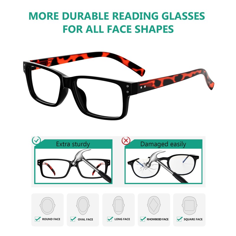 Eyekepper Vintage Reading Glasses for Men - 5 Pack Spring
