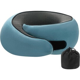 JZHAN Neck Travel Pillow, Memory Foam Neck Pillow for Comfort on Airplane, Car Rides