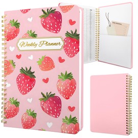 Stanoha Weekly Planner Undated - 52 Weeks To Do List Notebook A5 for Work: Weekly Task, Habit Tracker Journal, Goal Setting, Agenda Sprial Bound Organizer Book Women Cute Stylish Design, Strawberry