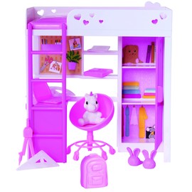 Simba Evi Love My Room, 105733601 Doll in Children's Room with Bunk Bed, Desk and Cupboard, with Accessories, 12 cm Toy Doll, from 3 Years