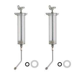 2Pcs Clear Reusable Goats Syringe Pet Feed Water Filler with 2 Drench Nozzle, Adjustable Dosage Drench Gun Syringe for Bird, Cattle, Sheep, Goats, Horse, Pig, Dog Feeding Supplies (100ML)