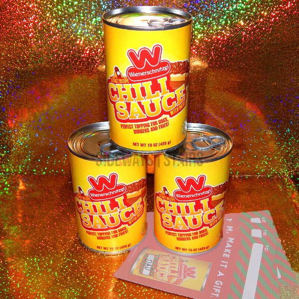 WIENERSCHNITZEL CHILI SAUCE 3 CANS can secret recipe limited edition NEW 15 OZ