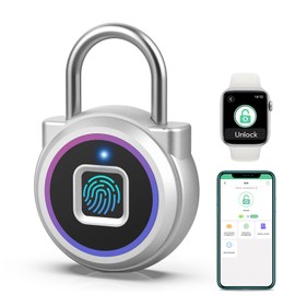 Dhiedas Fingerprint Padlock, Gym Locker with Fingerprint Bluetooth APP iOS Watch, Smart Padlock with Keyless Biometric, Waterproof Padlock for Gym School Luggage Bags Locker Storage
