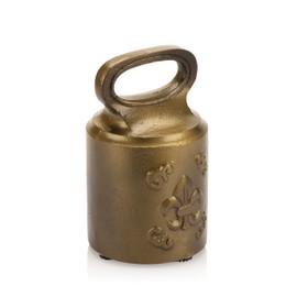 CRAFTSMAN ROAD Cast Iron Decorative Door Stop – Weighted Door Stop Heavy Door Weight – 7lb Antique Door Stopper, Free Standing Door Stop – 7” x 4” Non Slip Fleur-de-lis Door Stop (Antique Brass)